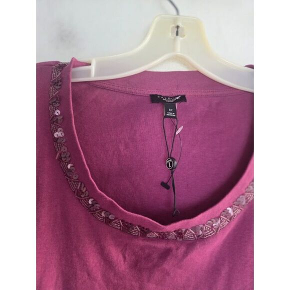 NWOT Talbots Purple Scoop Neck w/Sequin Detail 100% Cotton Blouse size 1X - Picture 4 of 7